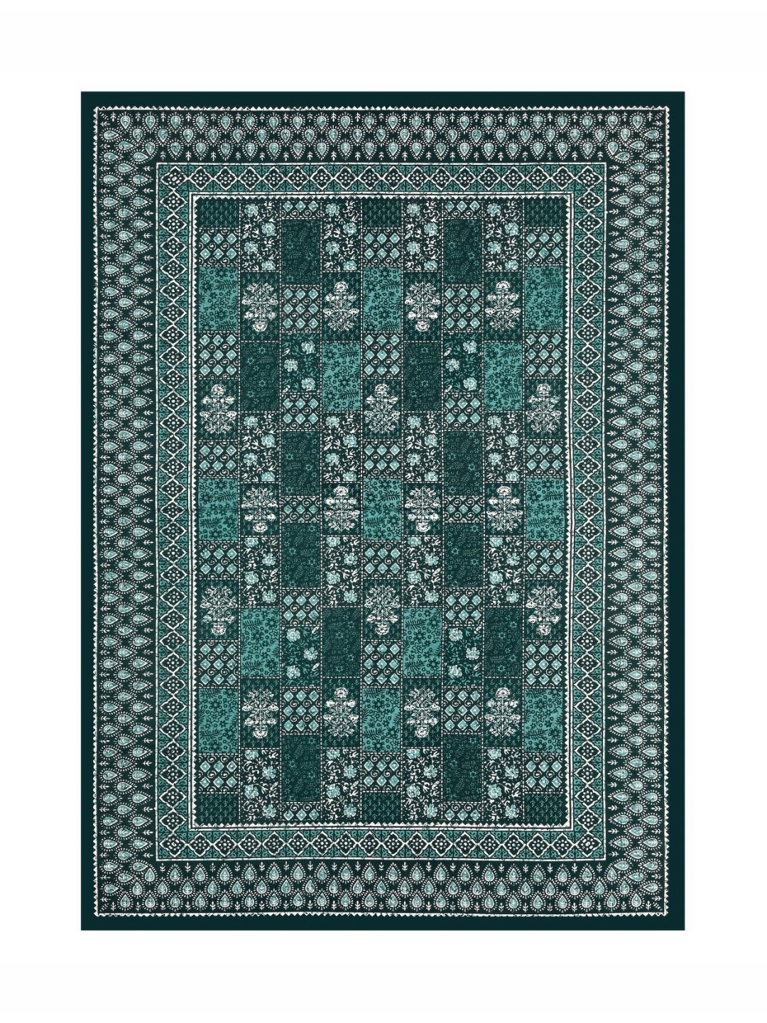 

SHOOLIN Green Floral 144 TC Single Bedsheet with 2 Pillow Covers