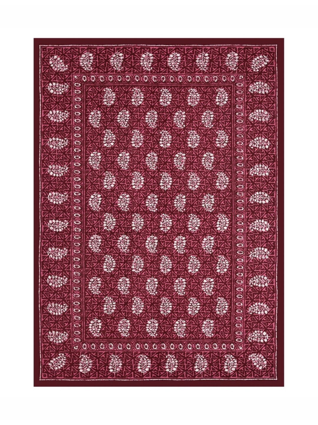 

SHOOLIN Maroon & White Floral 144 TC Single Bedsheet with 2 Pillow Covers