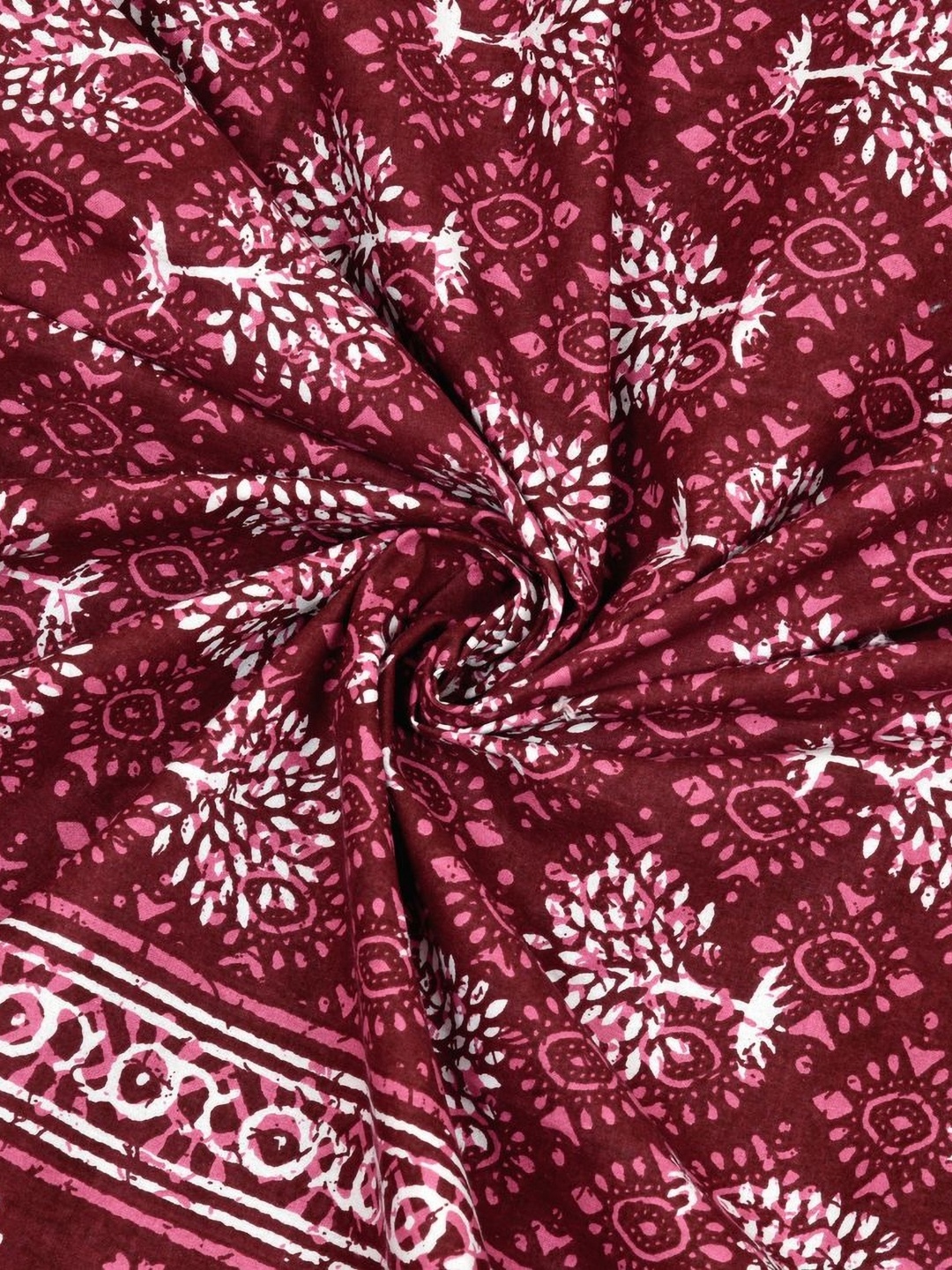 

SHOOLIN Maroon Floral Printed 144 TC Single Bedsheet with 2 Pillow Covers