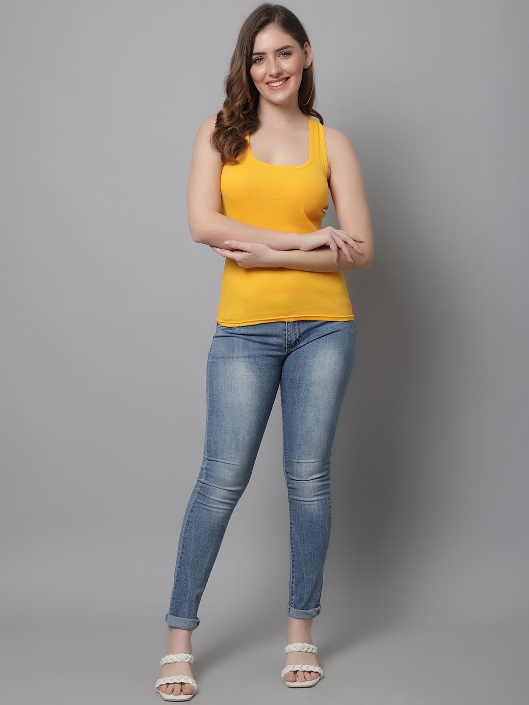 

KEX Scoop Neck Tank Top, Yellow