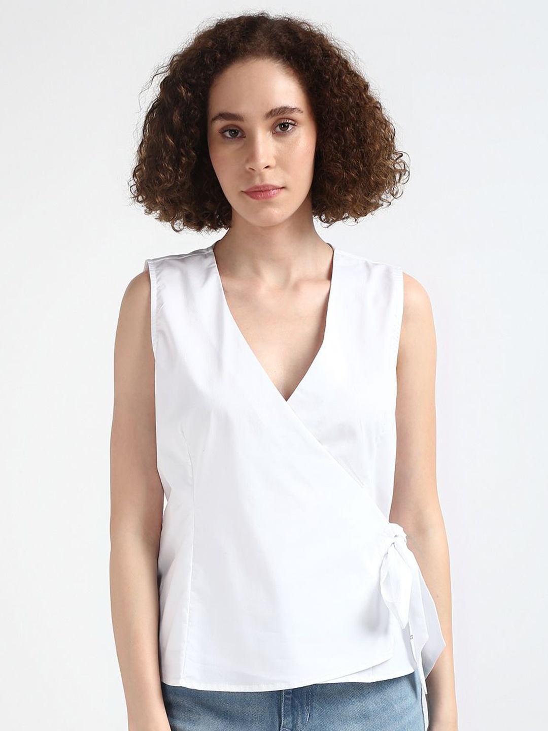 

Tommy Hilfiger Sleeveless Cotton Wrap Top, White