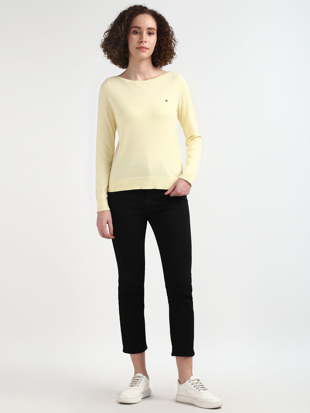 

Tommy Hilfiger Boat Neck Long Sleeves Cotton Pullover, Yellow