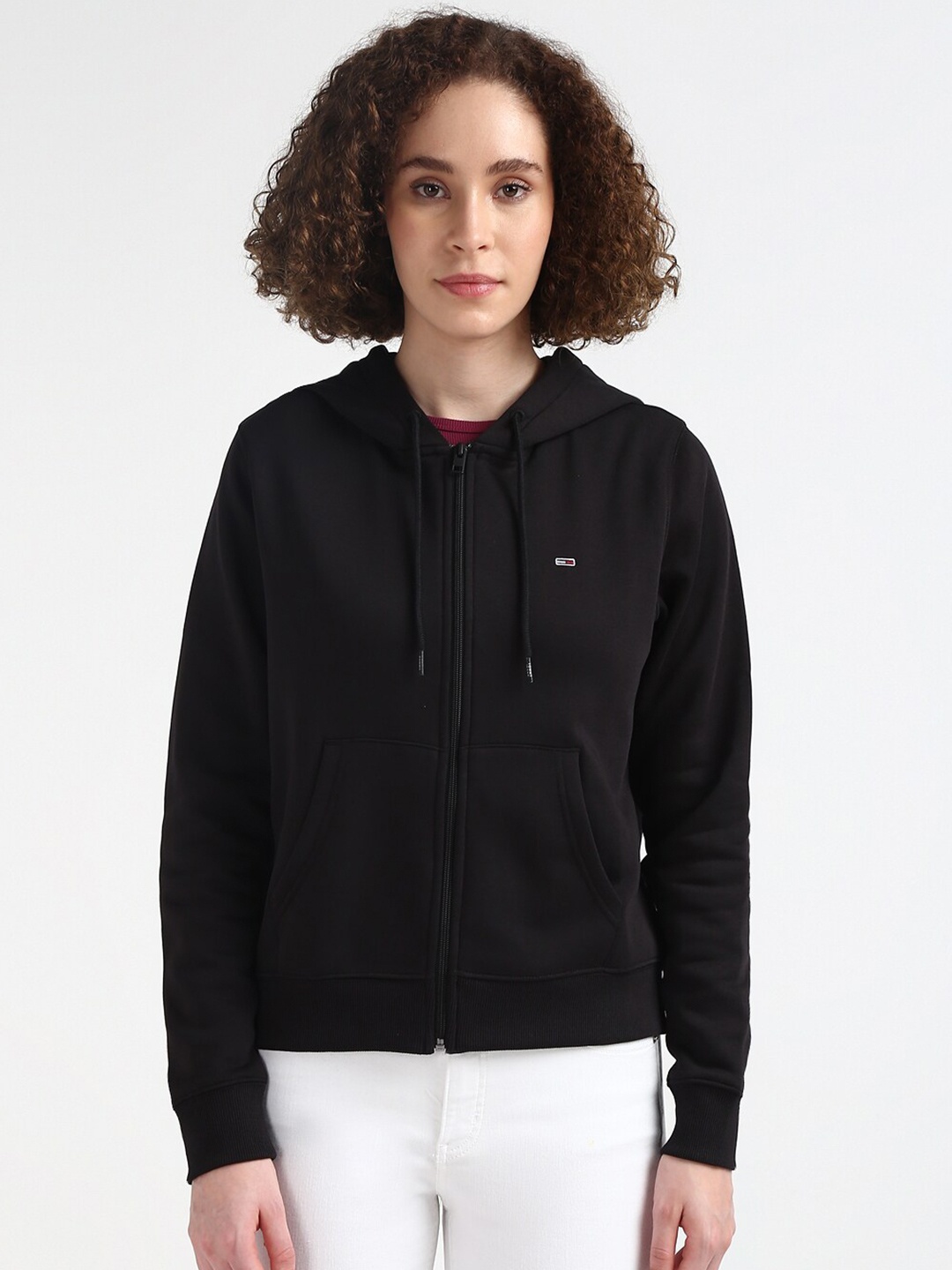 

Tommy Hilfiger Long Sleeves Hooded Front-Open Sweatshirt, Black