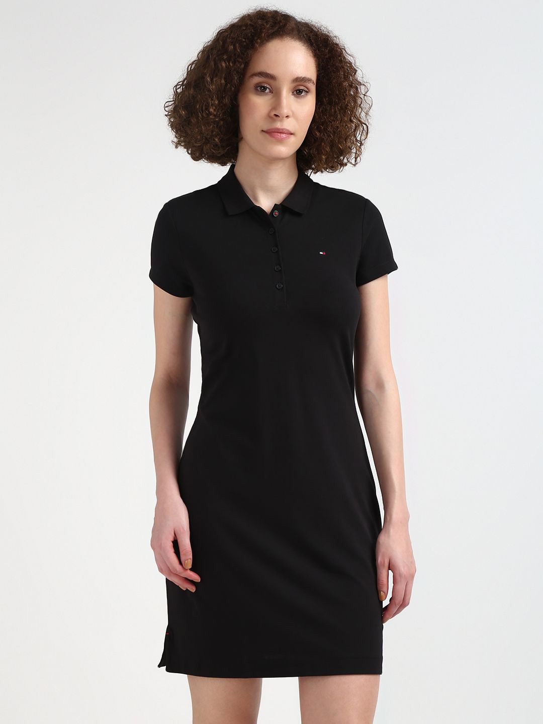 

Tommy Hilfiger Polo Collar Short Sleeves Cotton T-shirt Dress, Black