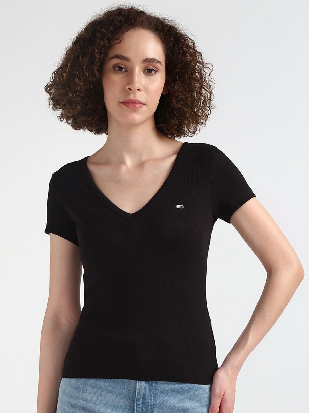 

Tommy Hilfiger V-Neck Cotton Slim Fit T-shirt, Black