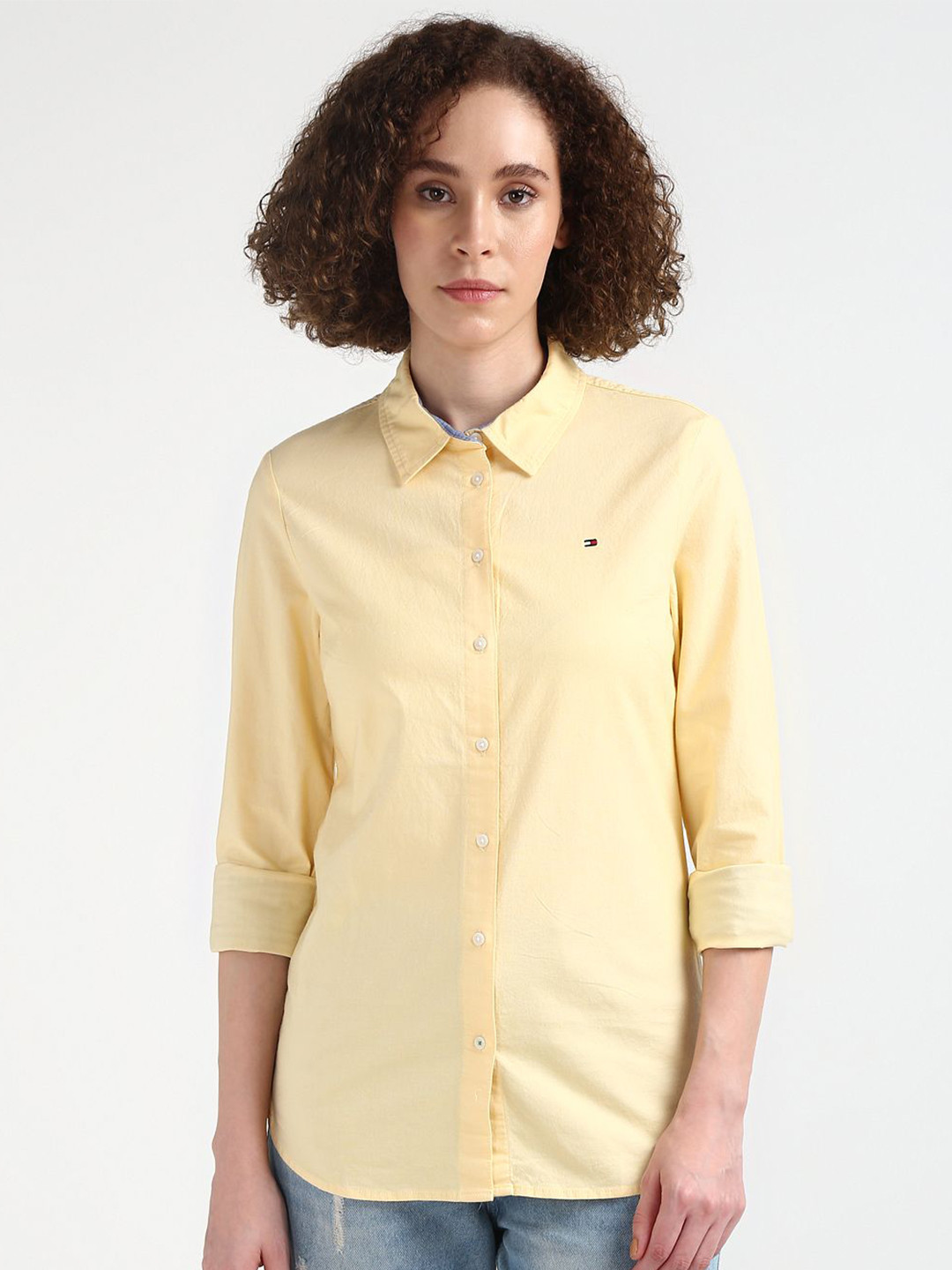 

Tommy Hilfiger Classic Spread Collar Long Sleeves Casual Shirt, Yellow