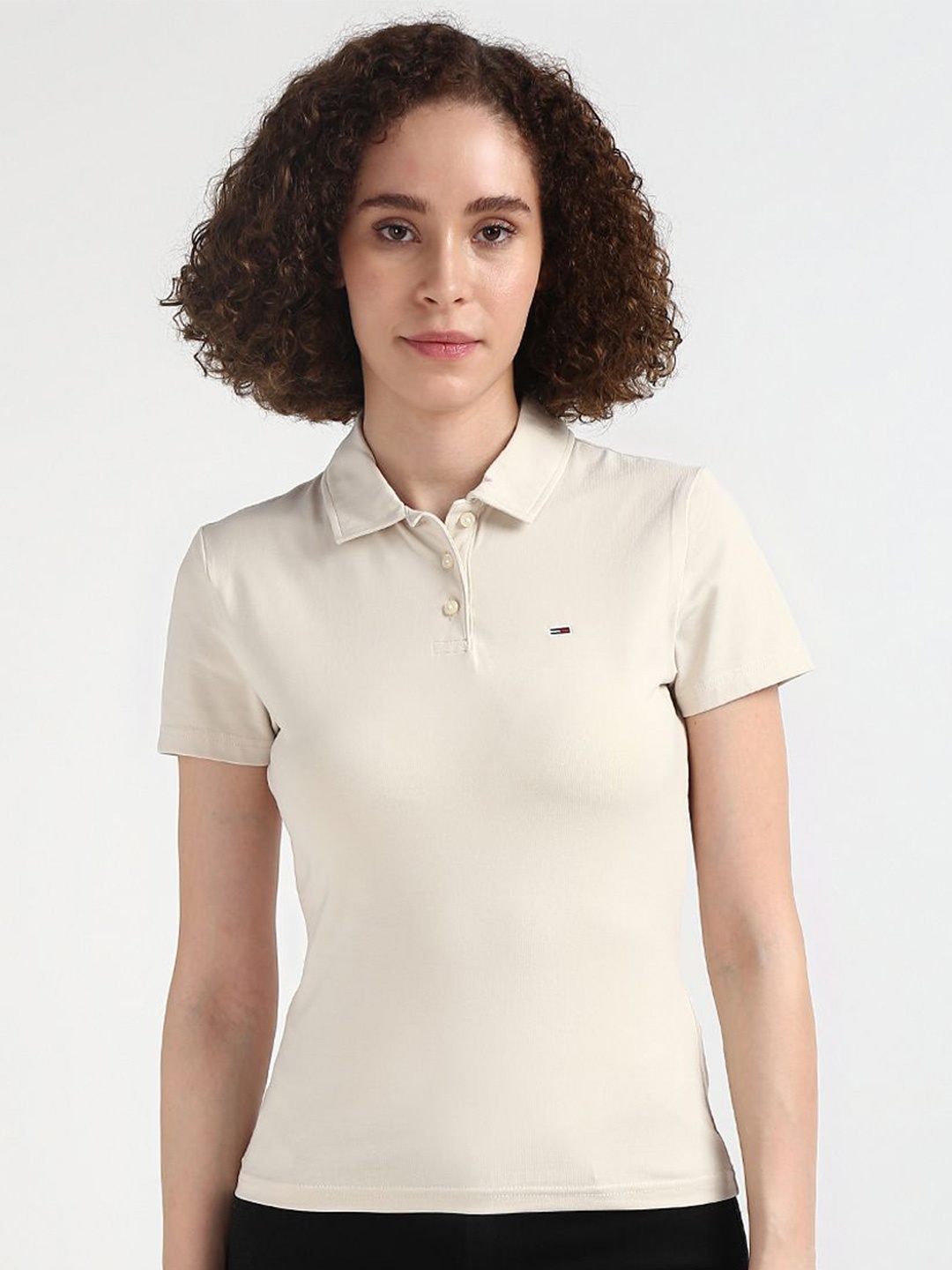 

Tommy Hilfiger Polo Collar Cotton Slim Fit T-shirt, Beige
