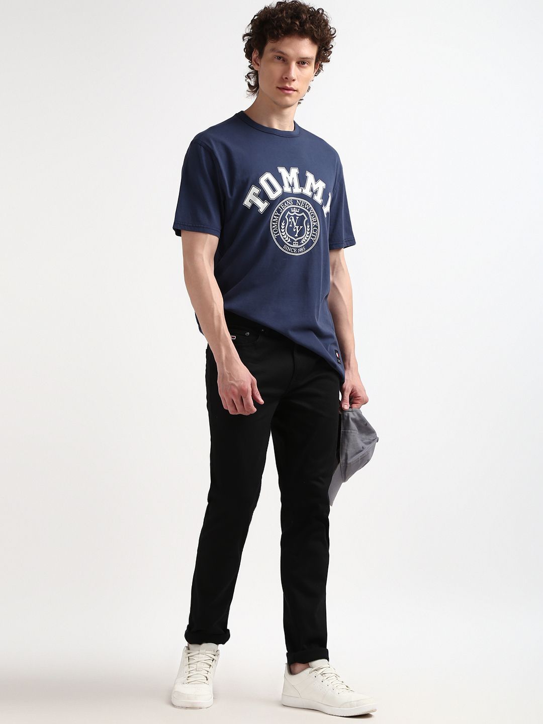 

Tommy Hilfiger Round Neck Printed Cotton T-shirt, Navy blue