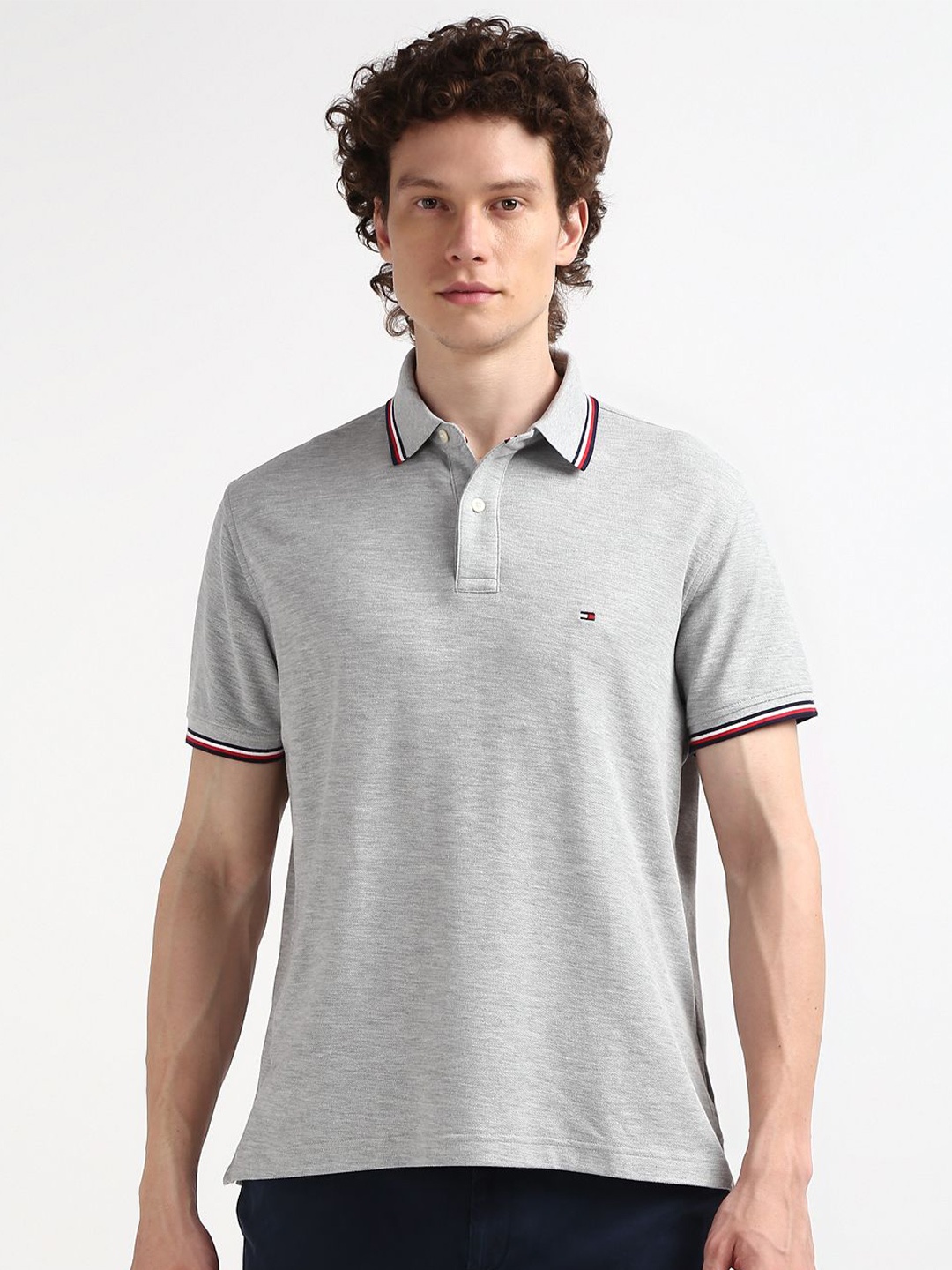 

Tommy Hilfiger Polo Collar Short Sleeves Cotton T-shirt, Grey