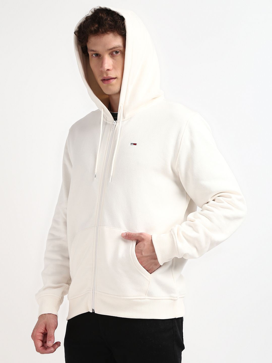 

Tommy Hilfiger Long Sleeves Hooded Front-Open Sweatshirt, White