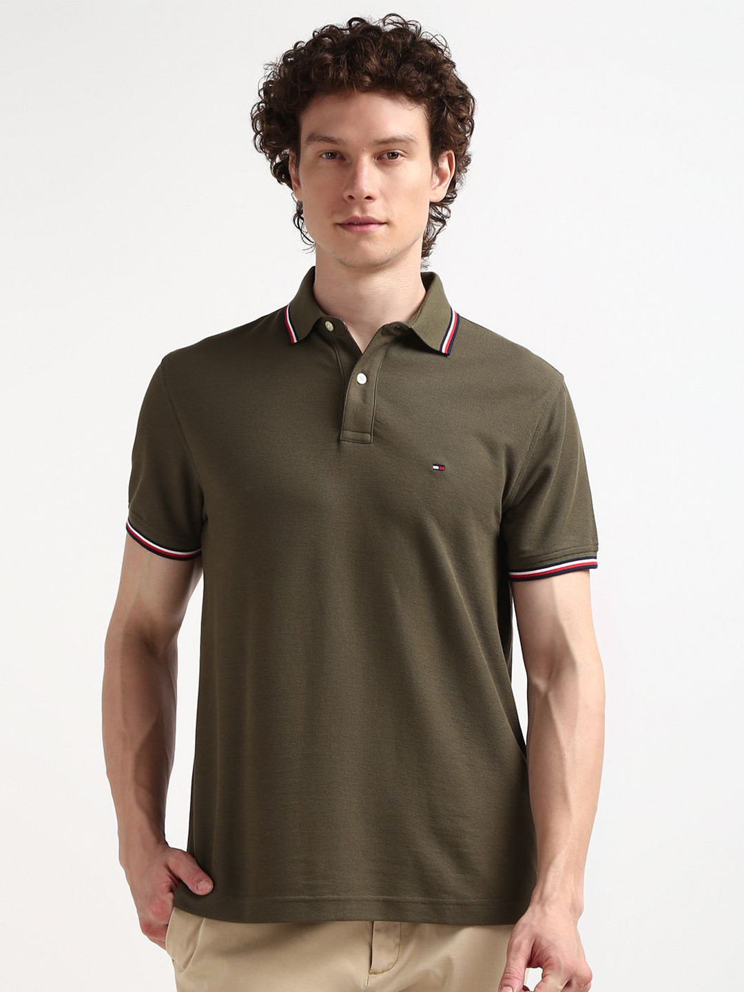 

Tommy Hilfiger Polo Collar Short Sleeves Cotton Regular Fit T-shirt, Olive
