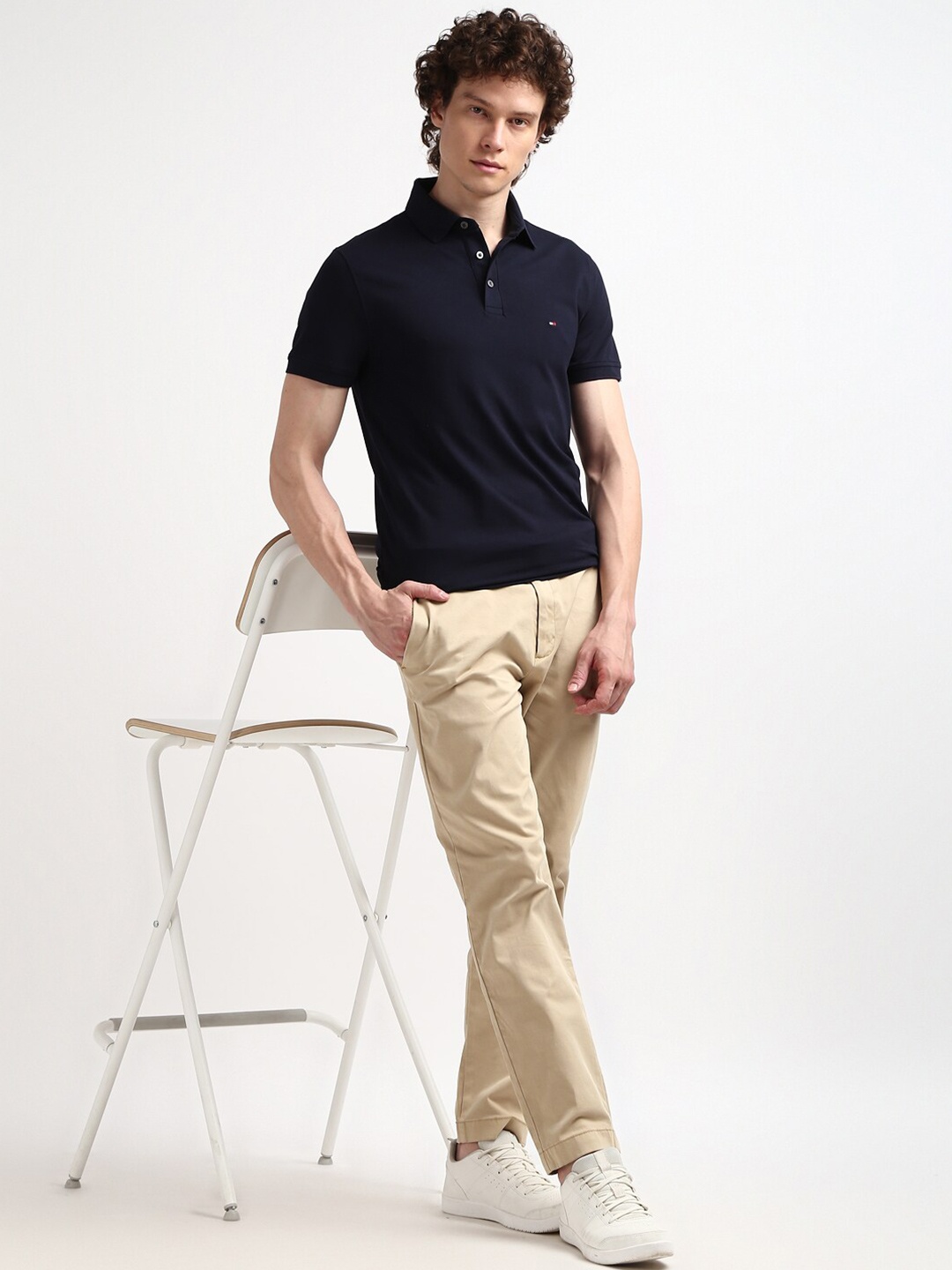 

Tommy Hilfiger Polo Collar Short Sleeves Slim Fit Pure Cotton T-shirt, Navy blue