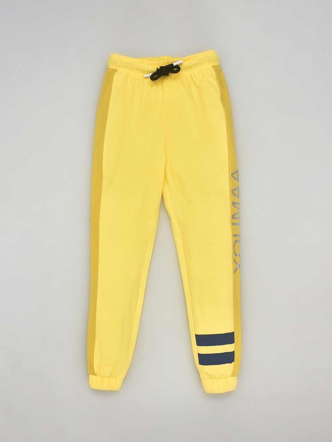 

YOUMAA Boys Straight Fit High-Rise Pure Cotton Joggers Trousers, Yellow