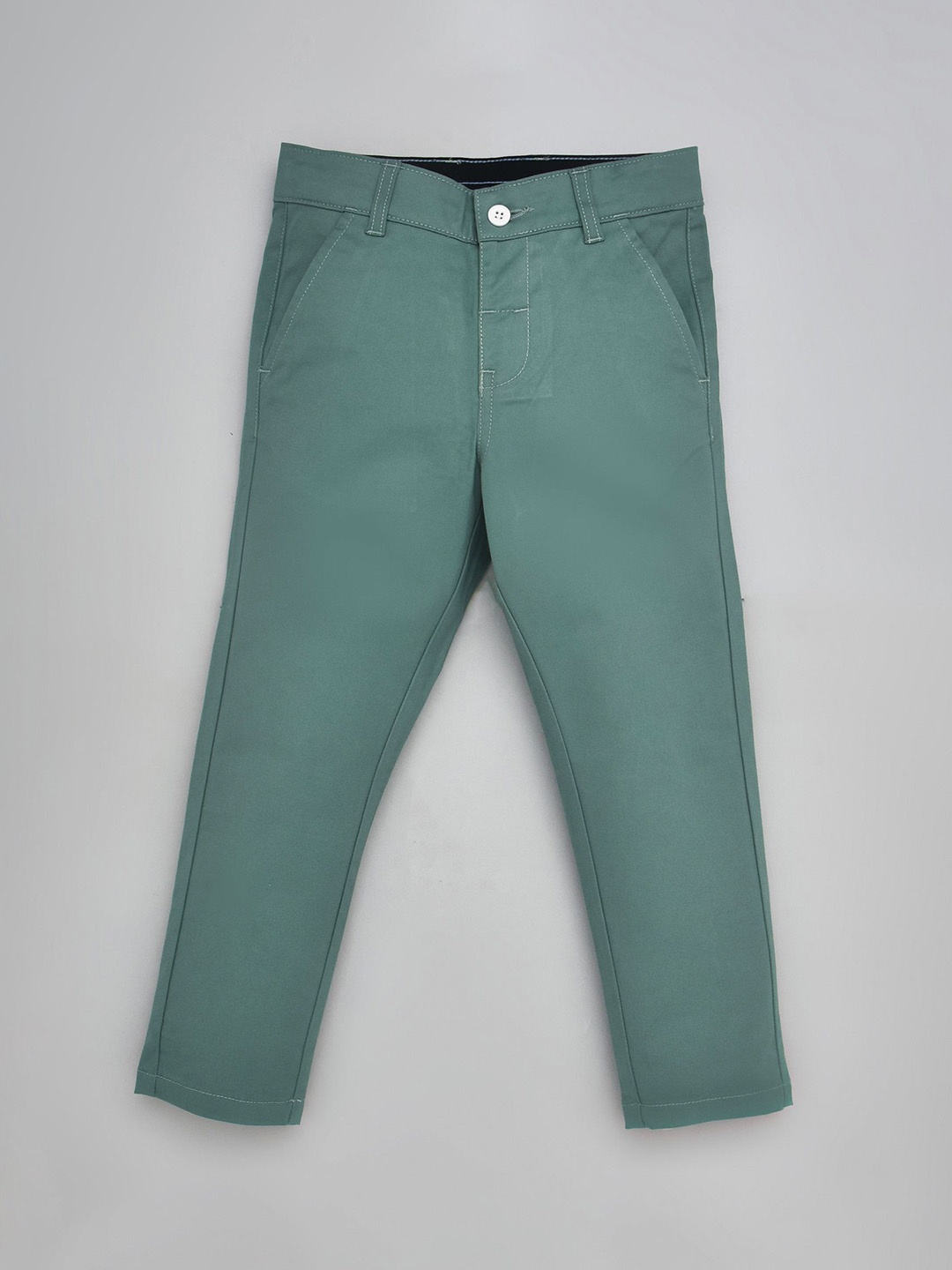 

YOUMAA Boys Straight Fit Mid-Rise Pure Cotton Trousers, Green