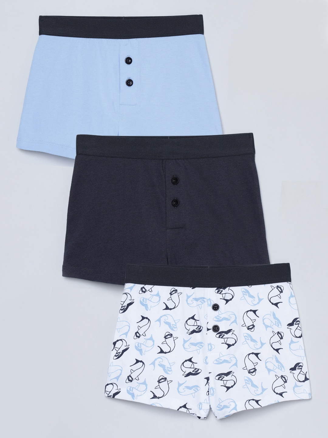 

Charm n Cherish Boys Pack Of 3 Pure Cotton Boxers BWBXO40, Blue