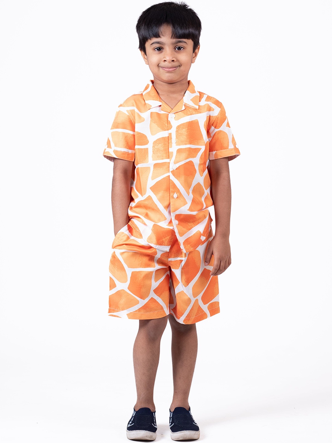

The Lion and The Fish Boys Zaraffah Printed Shirt & Short Co-ords, Mustard