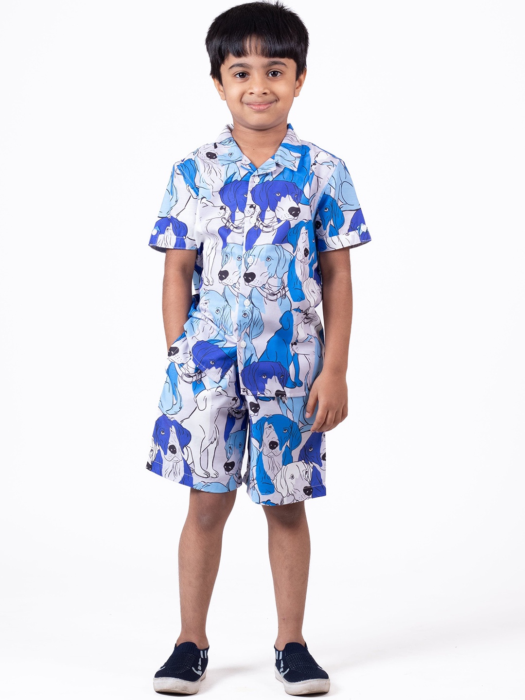 

The Lion and The Fish Boys Paw Printed Shirt & Short Co-ords, Blue