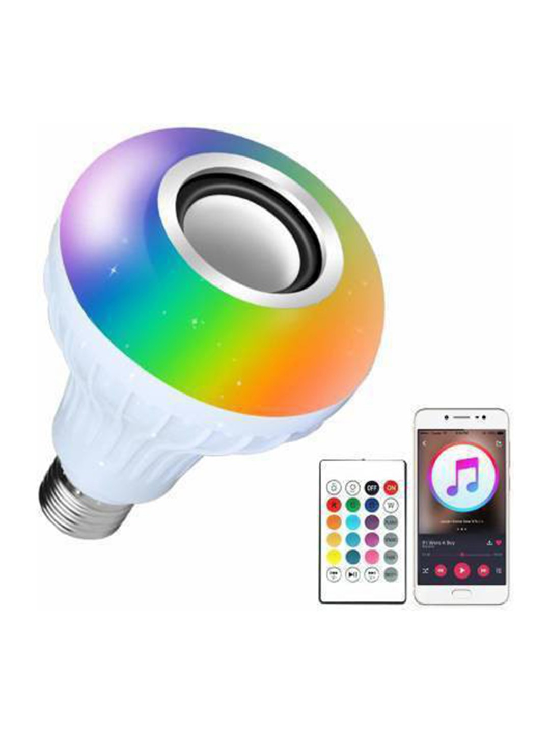 

SPARK WORLD White 2 Pieces Wireless Music Playing Remote Controller LED Bulb
