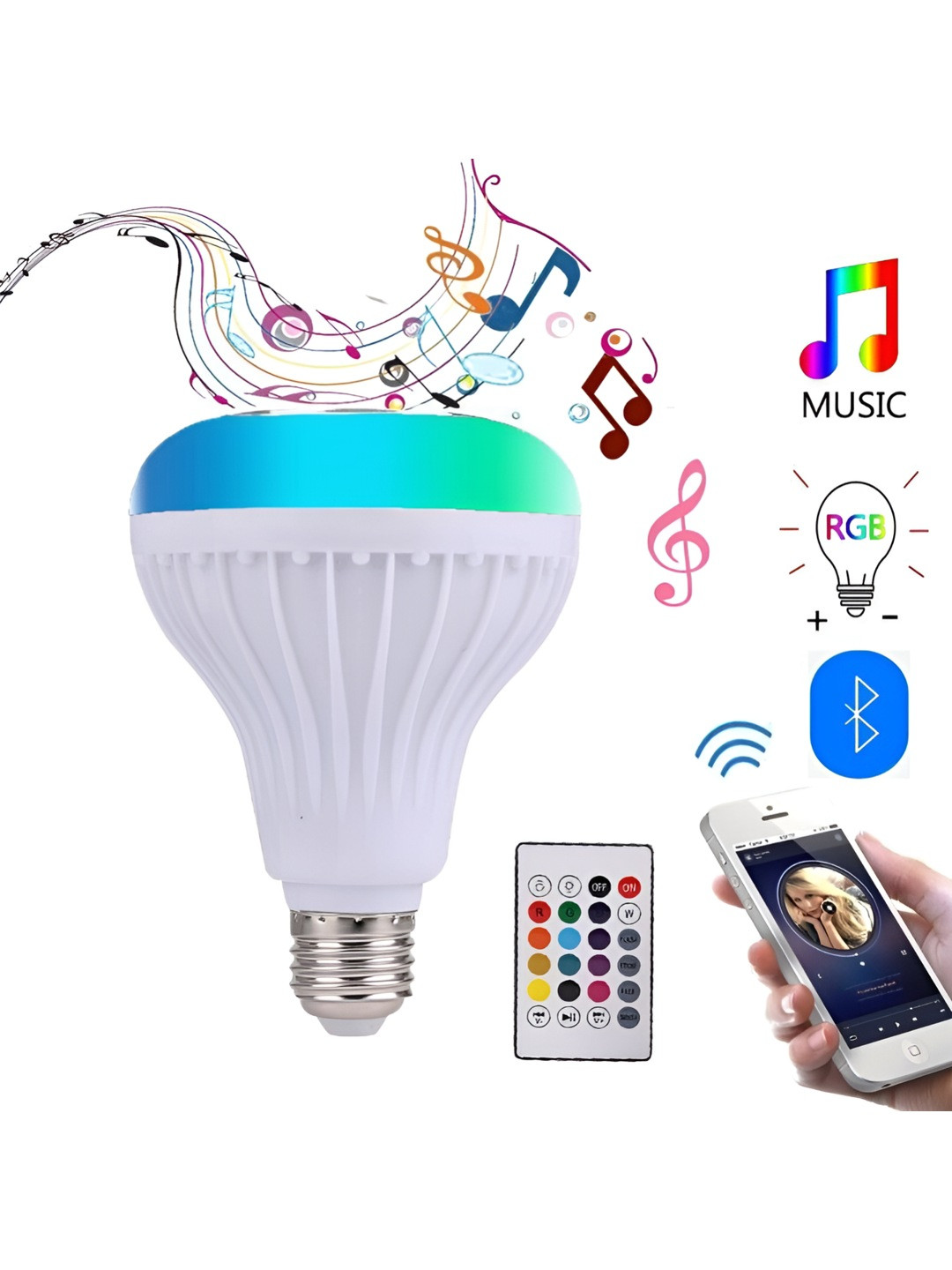 

SPARK WORLD White Wireless Music Playing Remote Controller LED Bulb