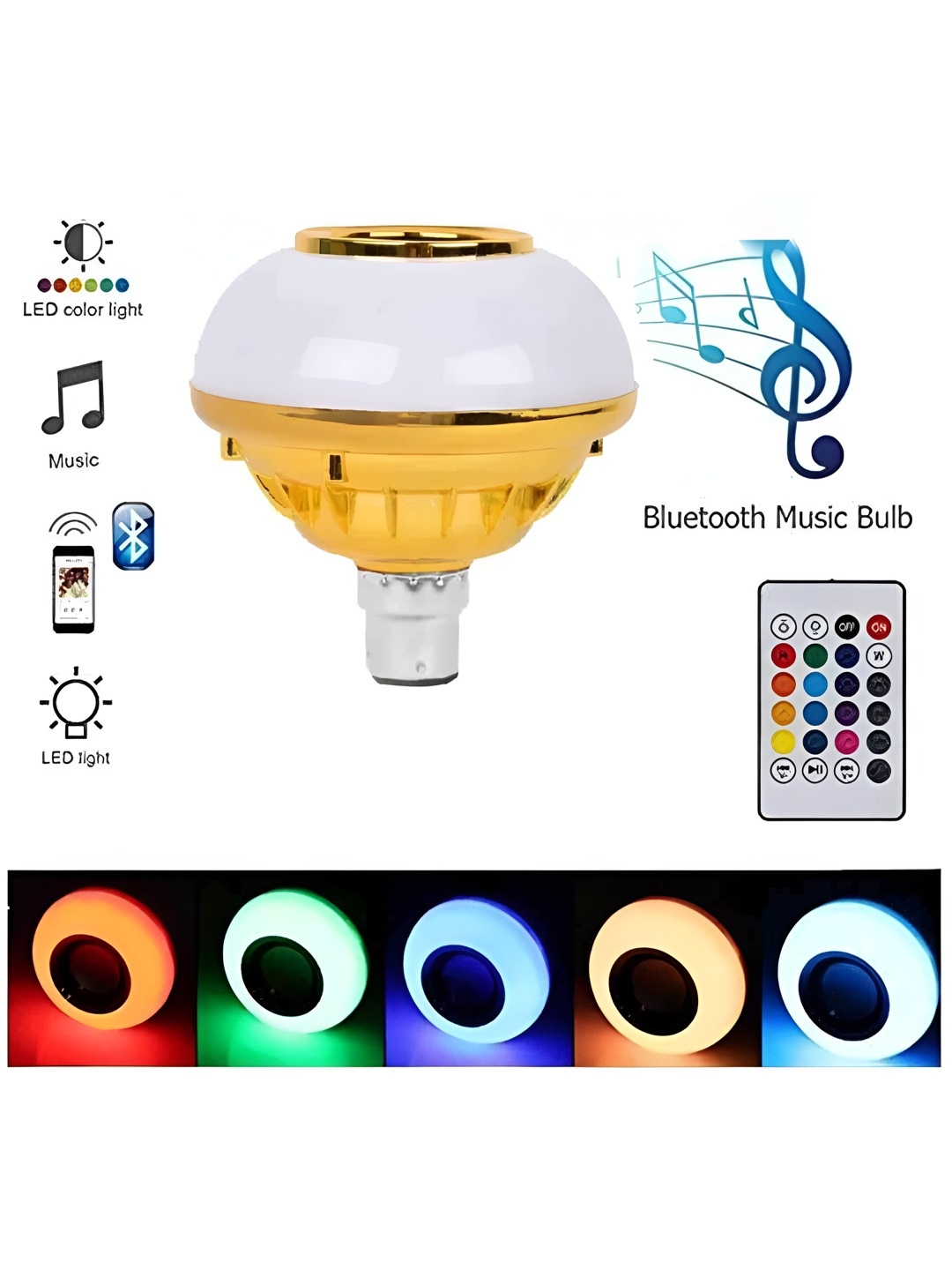 

SPARK WORLD White & Gold Toned Bluetooth LED Smart Bulb