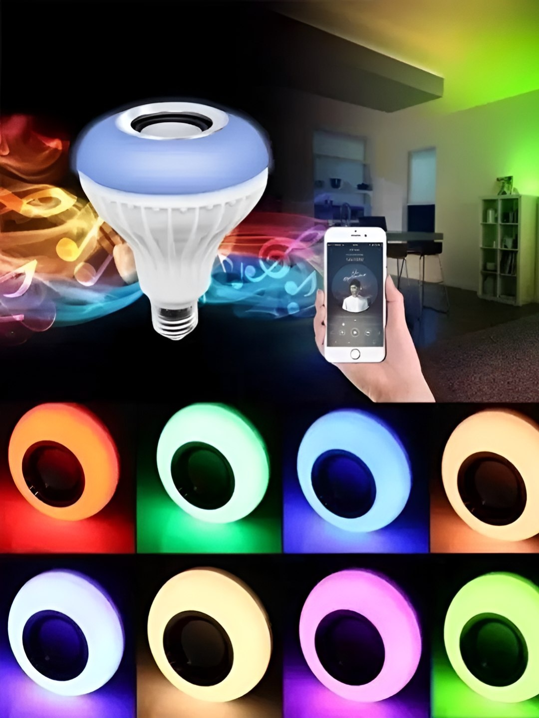 SPARK WORLD White Wireless Music Playing Remote Controller Smart Bulb