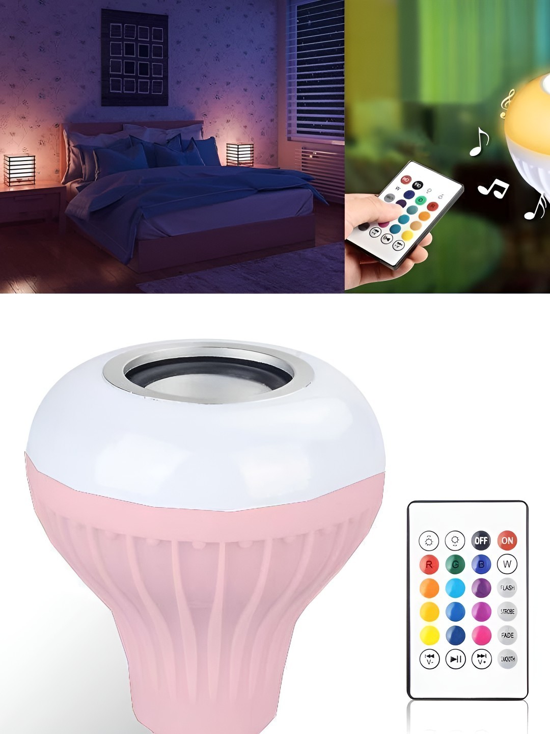 

SPARK WORLD Pink Wireless Music Playing Remote Controller LED Bulb