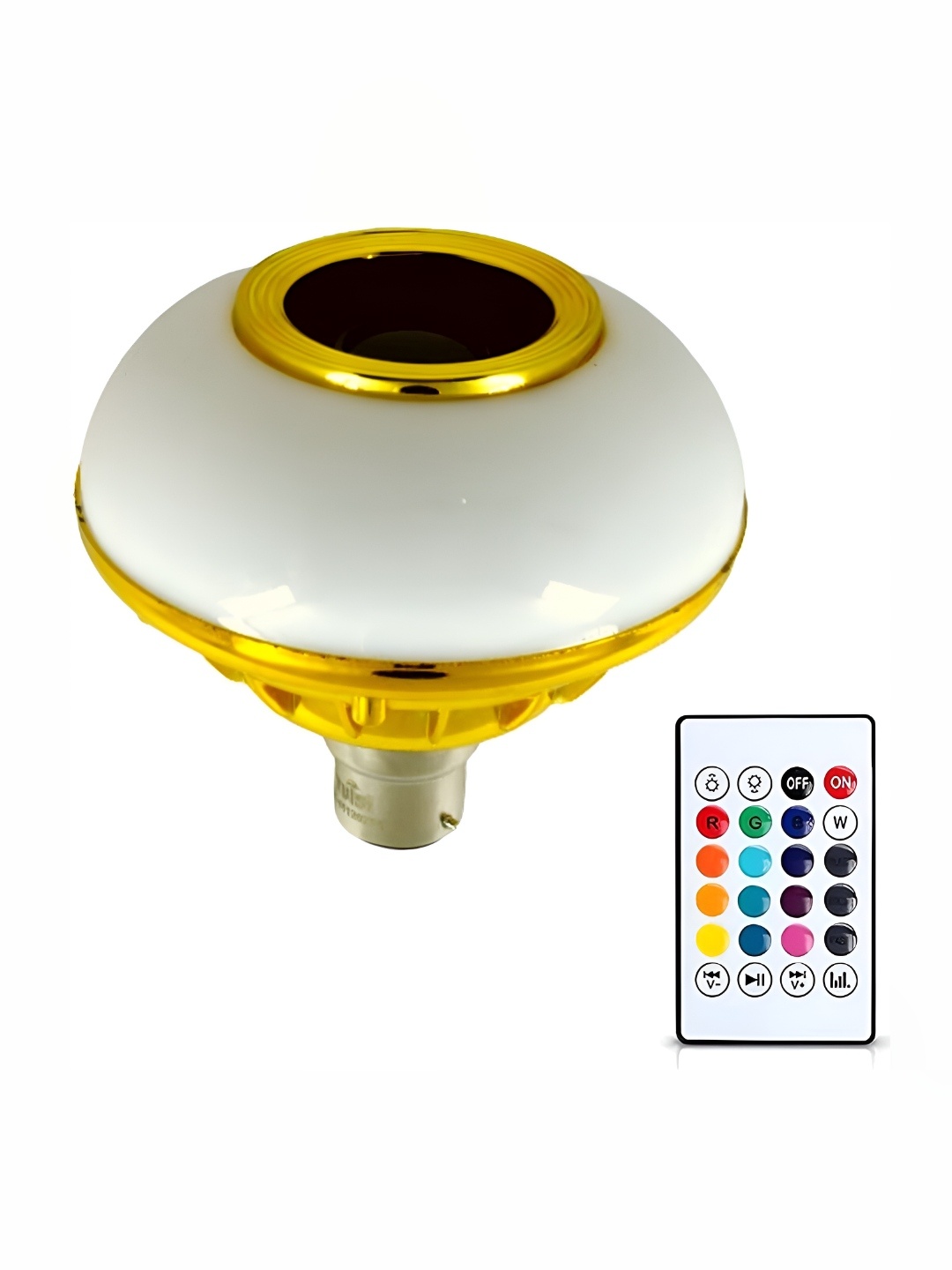 

SPARK WORLD White& Gold Toned Bluetooth Speaker LED Smart Bulb