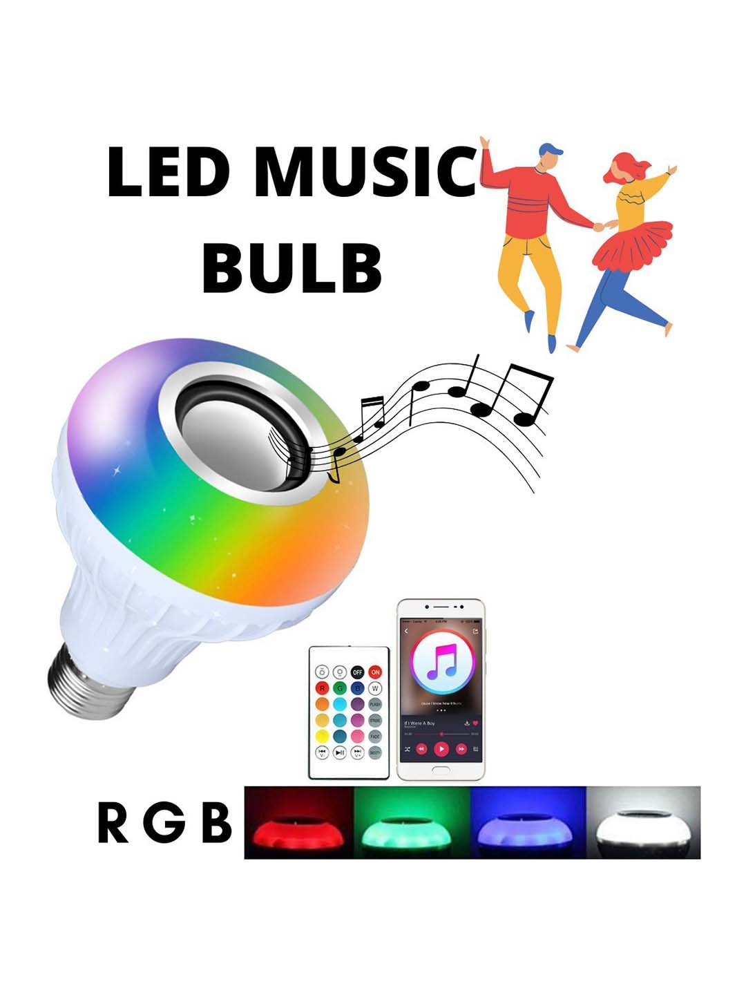 

SPARK WORLD Wireless Music Playing Remote Controller Smart LED Bulb, White