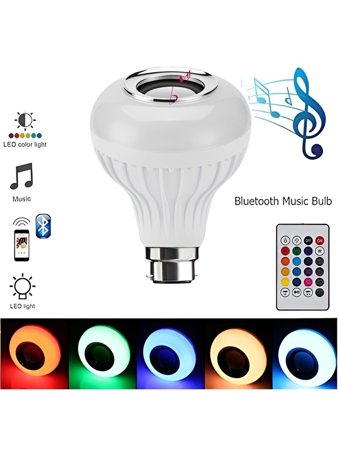 

SPARK WORLD Wireless Music Playing Remote Controller LED Bulb, White