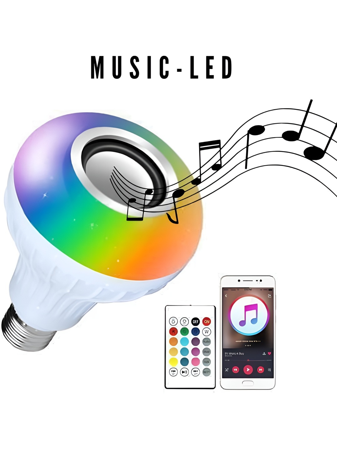 

SPARK WORLD Wireless Music Playing Remote Controller LED Bulb, White