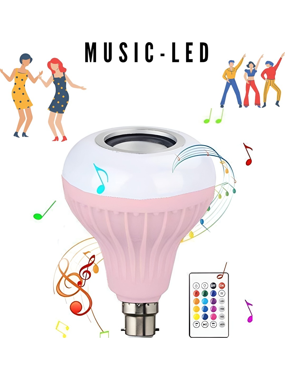 

SPARK WORLD White & Pink Wireless Music Playing Remote Controller Smart Bulb
