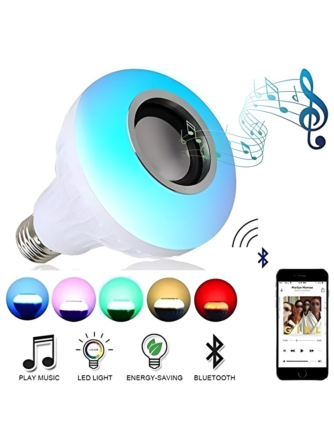 

SPARK WORLD White Wireless Music Playing Bluetooth Remote Controller LED Smart Bulb