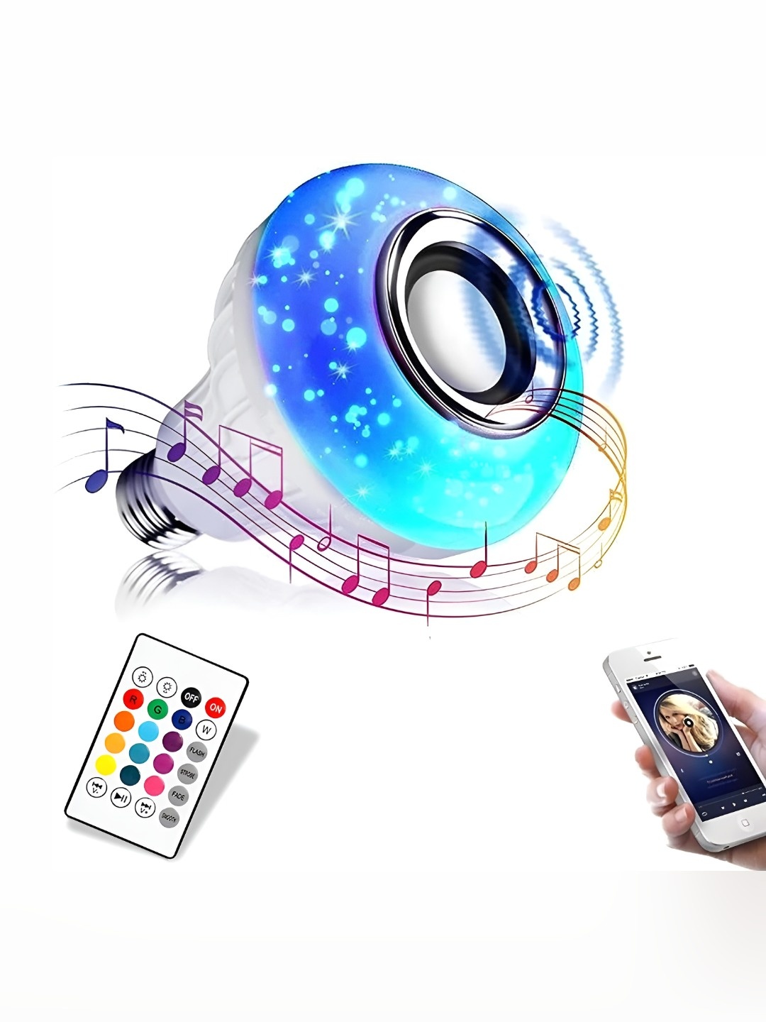 SPARK WORLD White Bluetooth Speaker LED Smart Bulb