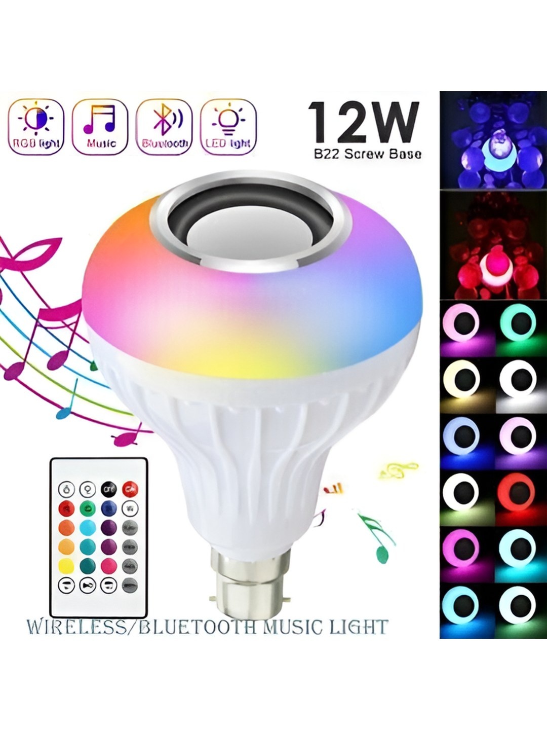 

SPARK WORLD White Wireless Music Playing Remote Controller LED Bulb