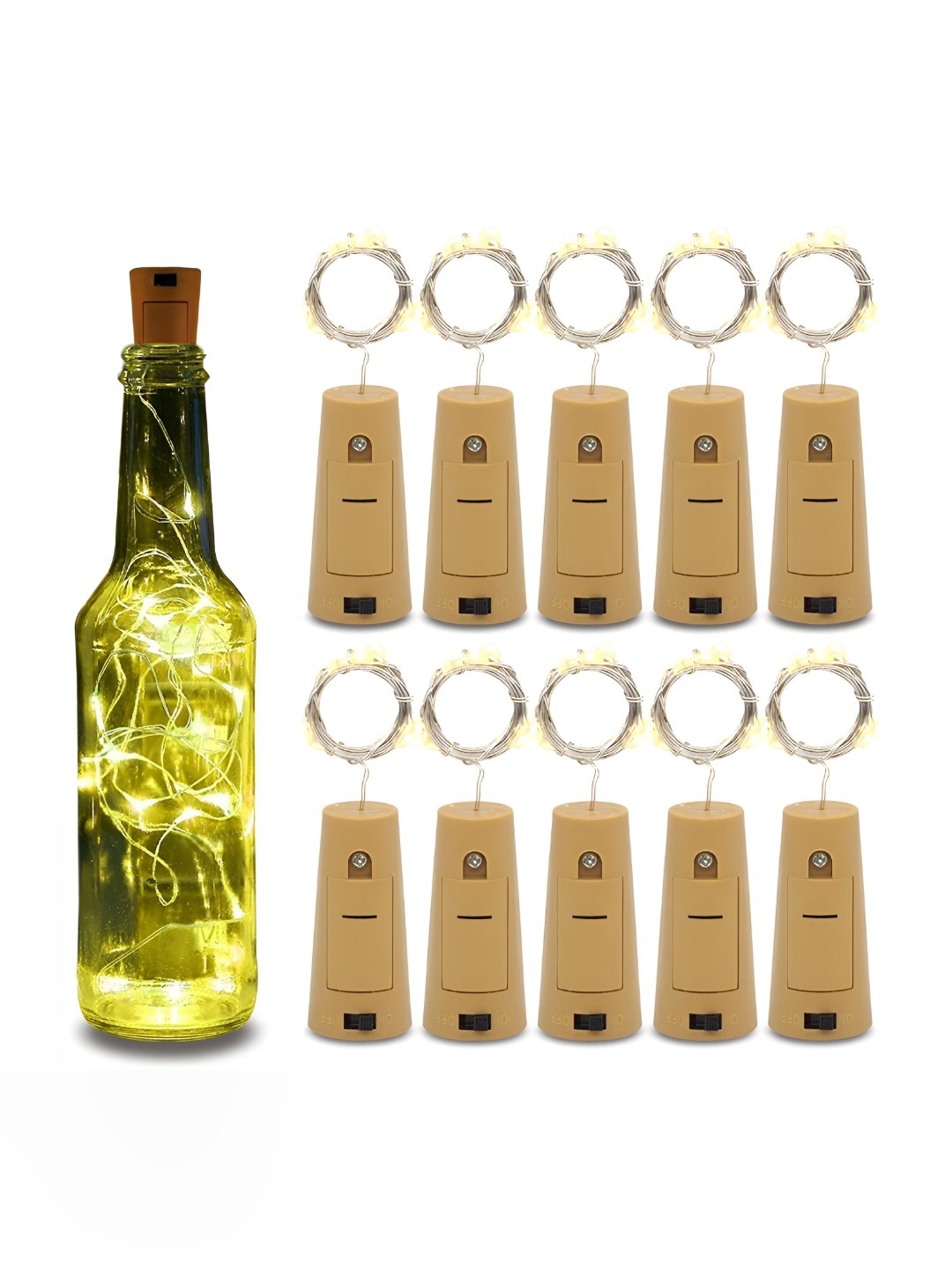 

SPARK WORLD Yellow 20 Pieces Rice Shaped Cork String Lights