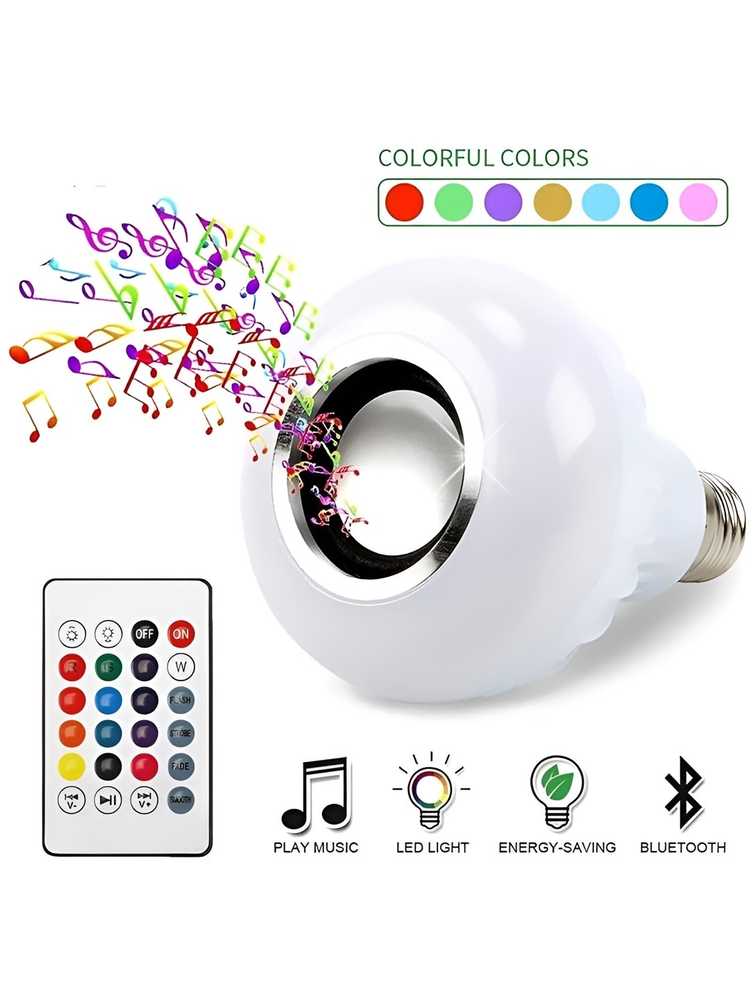 

SPARK WORLD White Wireless Music Playing Remote Controller LED Bulb