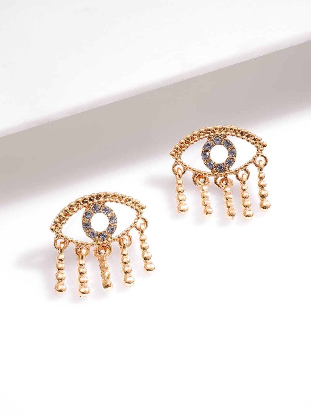 

Rubans Voguish Gold-Plated Blue Stone Studded Drop Earrings