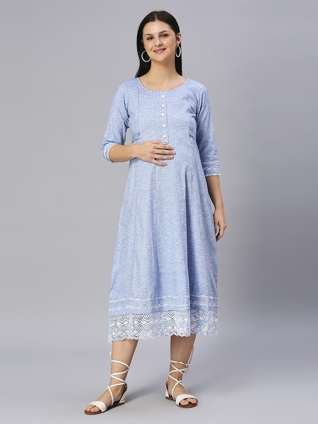 

DUMMY SHAPE Checked Maternity A-Line Maxi Dress, Blue