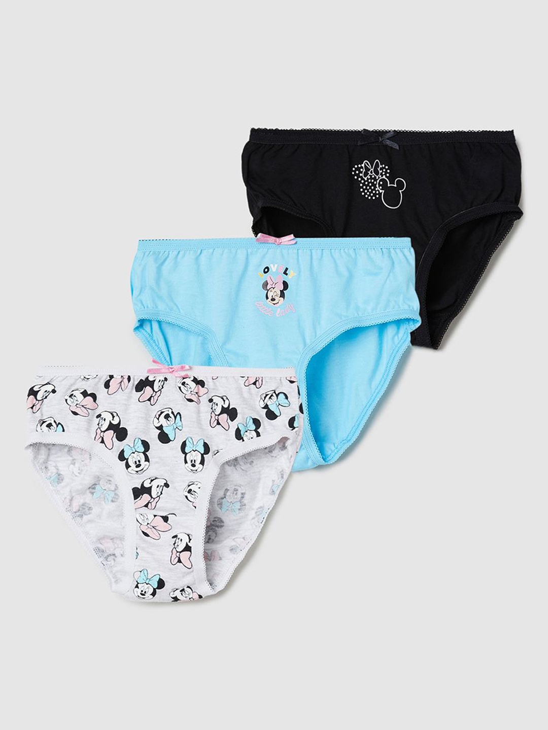 

max Girls Pack Of 3 Printed Basic Briefs 1000013902020, Black