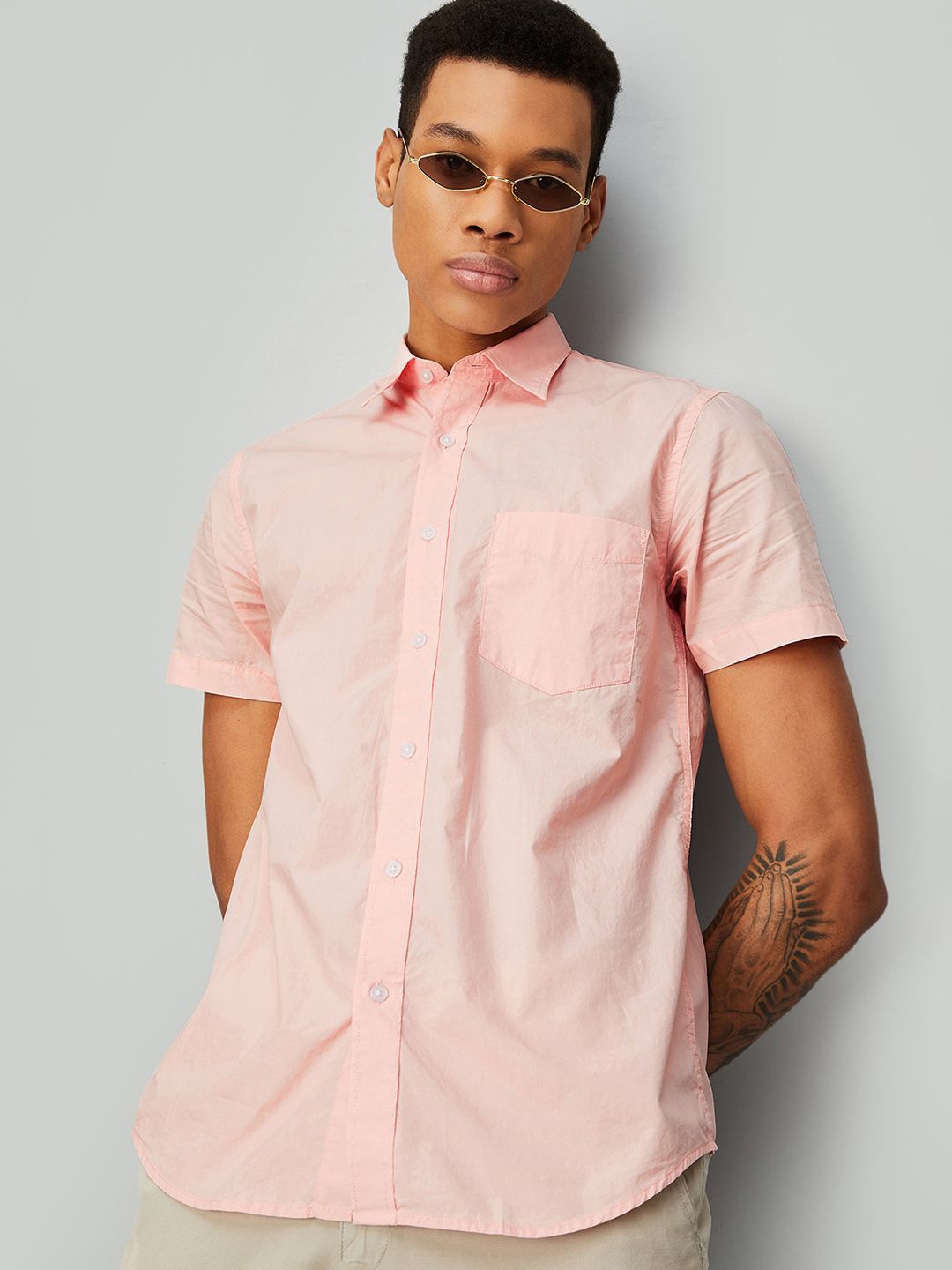 

max Spread Collar Cotton Casual Shirt, Pink