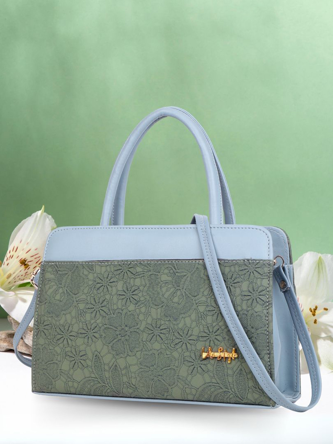 

LIKE STYLE PU Oversized Structured Handheld Bag with Tasselled, Grey