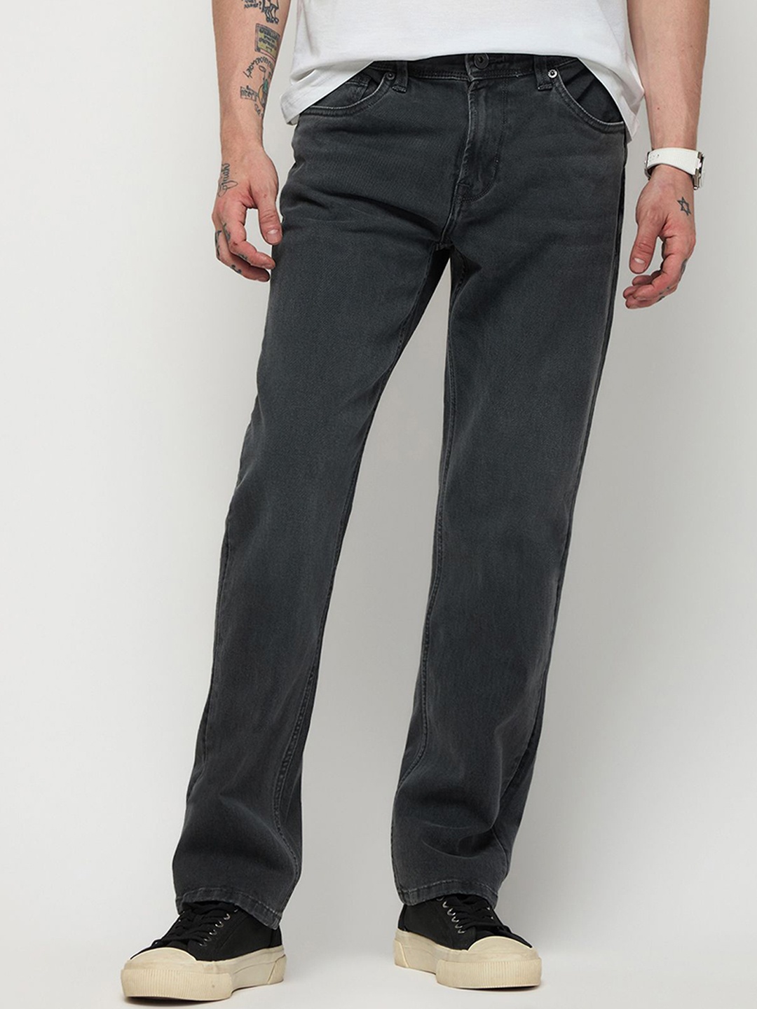 

DAGERRFLY Men Relaxed Fit Mid-Rise Clean Look Cotton Denim Stretchable Jeans, Black