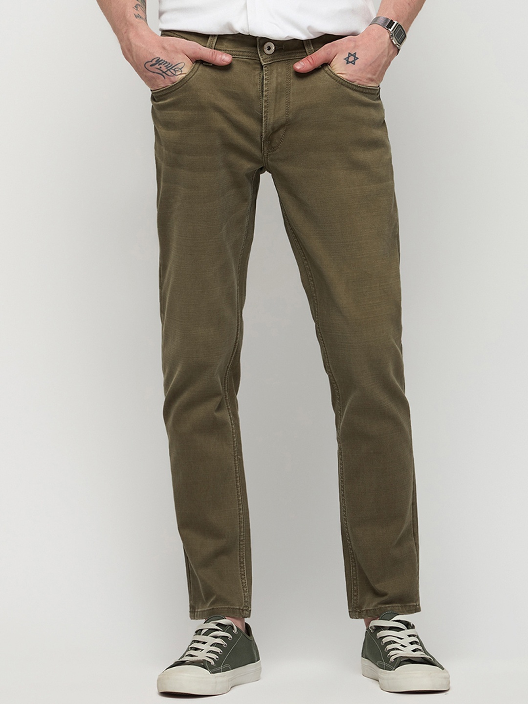 

DAGERRFLY Men Slim Fit Mid-Rise Clean Look Coloured Stretchable Denim Jeans, Brown