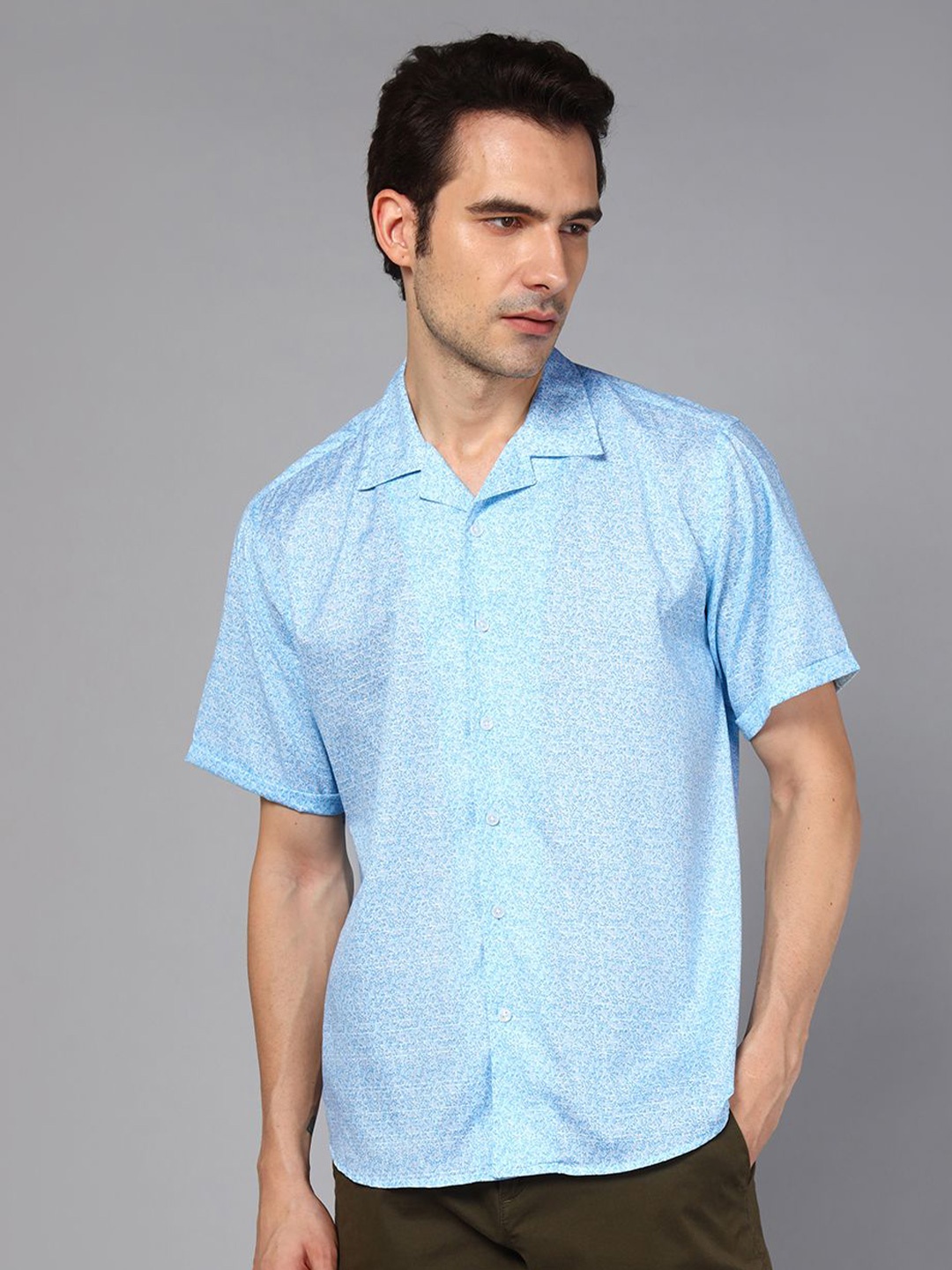 

DON VINO Classic Relaxed Fit Abstract Printed Pure Cotton Casual Shirt, Blue