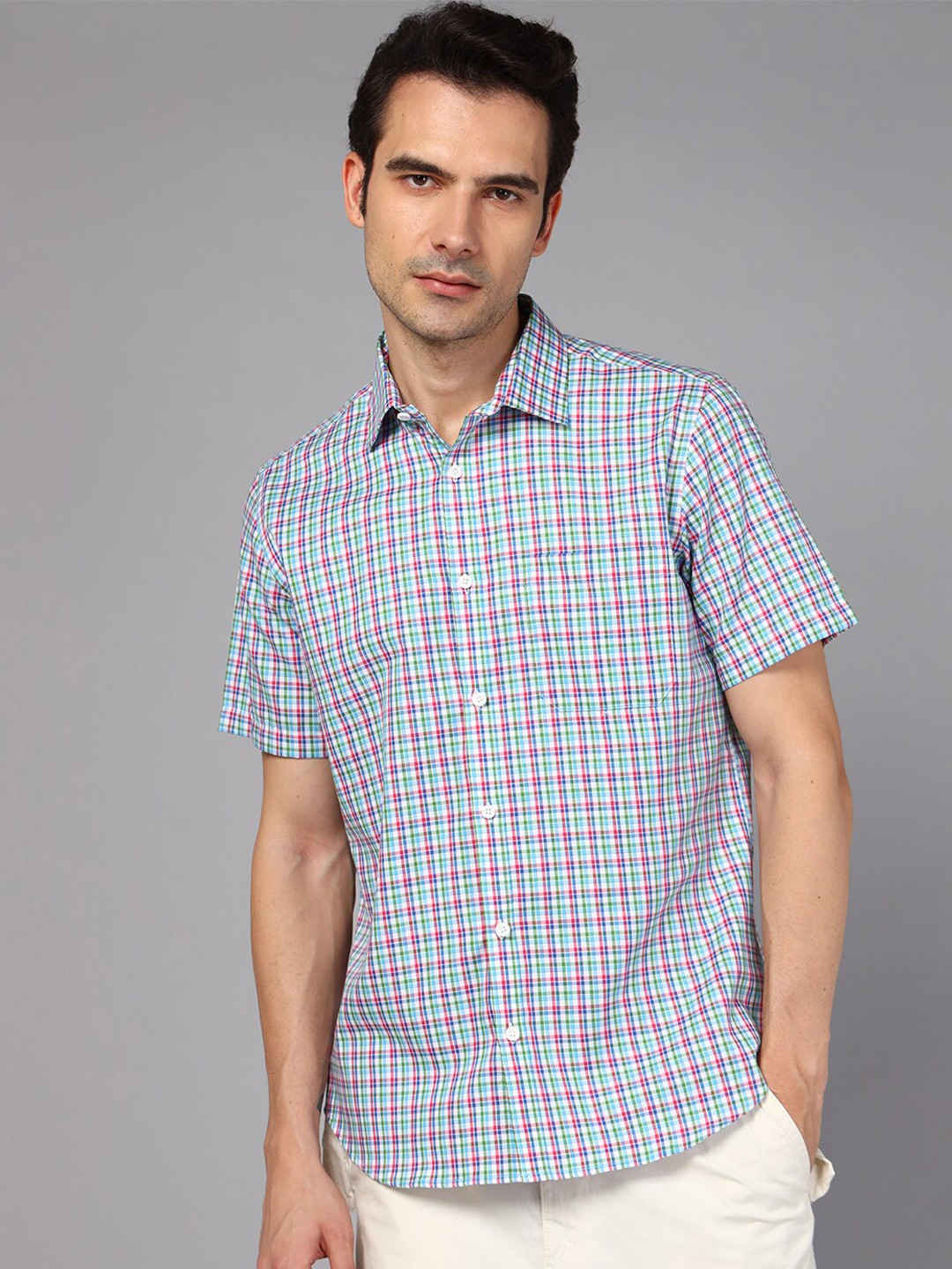 

DON VINO Classic Relaxed Fit Gingham Checks Casual Shirt, Blue