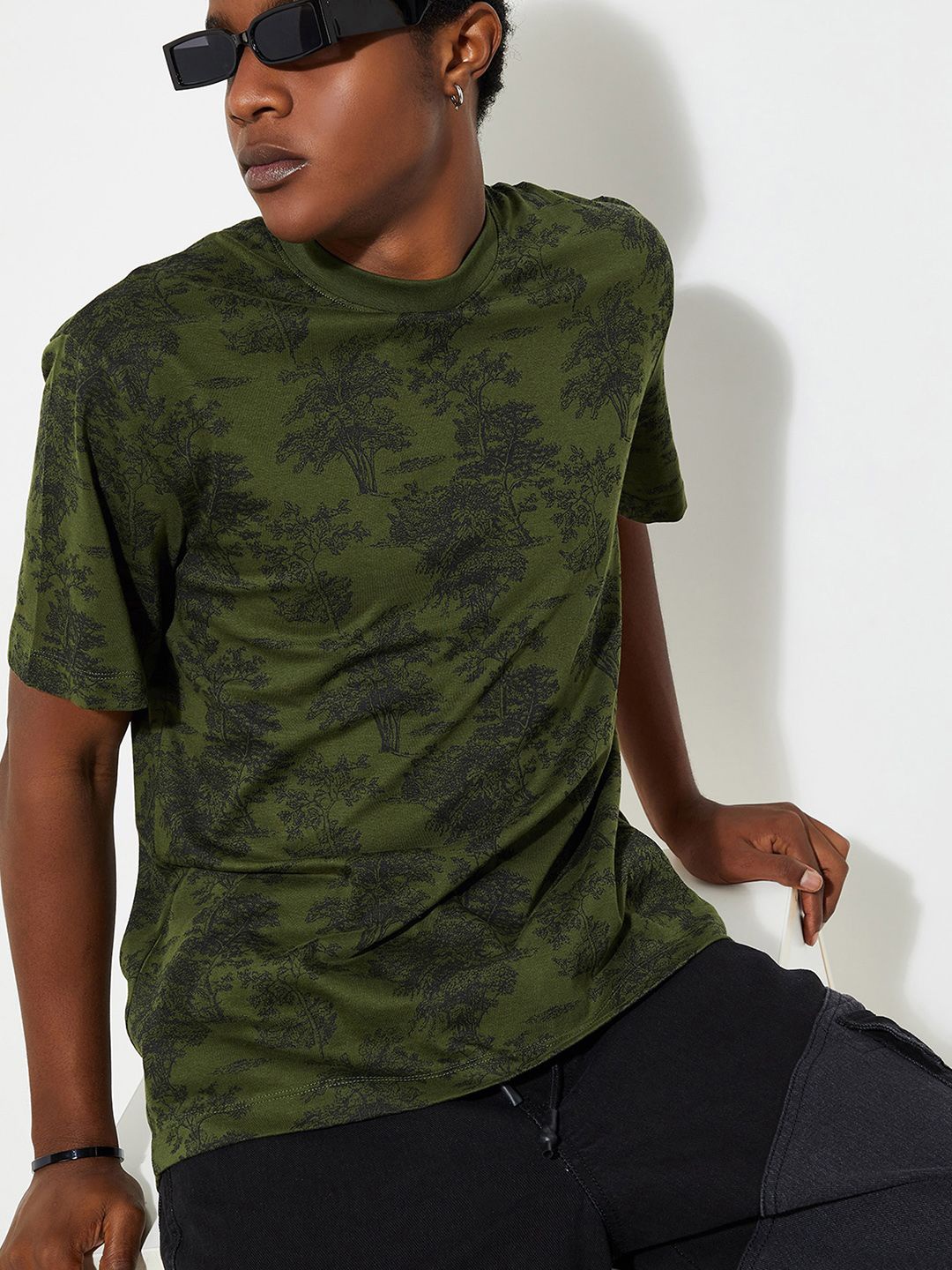 

max URB_N Men Regular Fit Printed T-shirt, Green