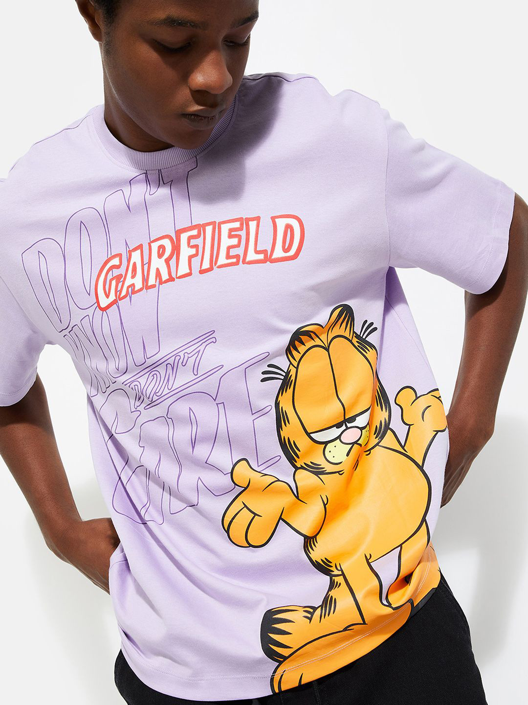 

max URB_N Men Oversized Garfield Printed T-shirt, Purple