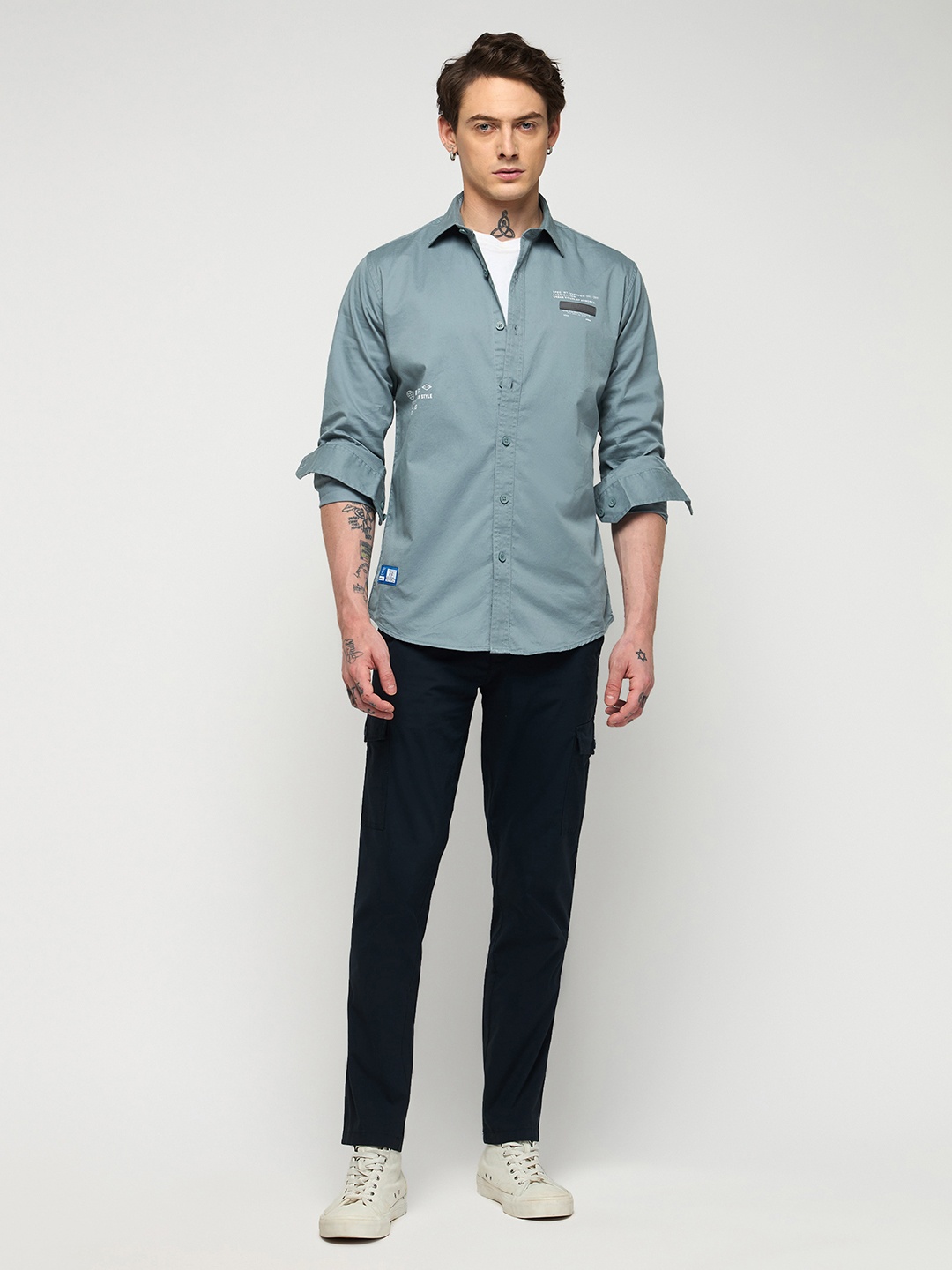

Red Flame Slim Fit Cotton Casual Shirt, Blue
