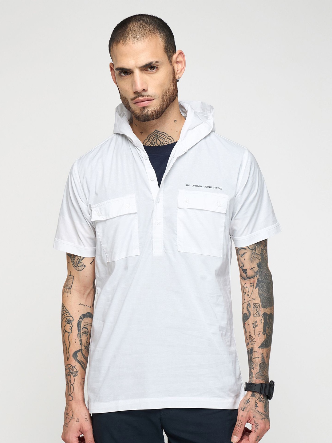 

Red Flame Slim Fit Cotton Casual Shirt, White