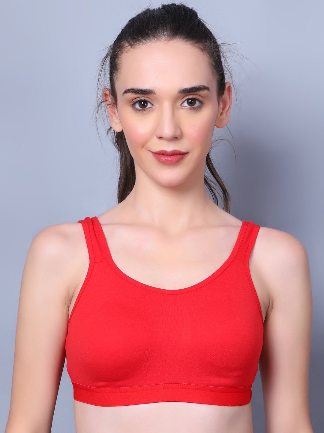 

BLEEDING HEART Full Coverage Non Padded Cotton Workout Bra- All Day Comfort, Red